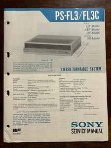 Sony PS-FL3 PS-FL3C Turntable System Service Manual Original Genuine OEM - Picture 1 of 4