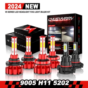 LED Headlight Bulbs + Fog Light Bulbs For Chevy Silverado 1500 2500HD 2007-2015 - Picture 1 of 18