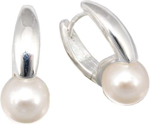 Plegable Creoles Concha de Perla Plata 925 Perlas Ohrrringe Aros Perla - Imagen 1 de 3