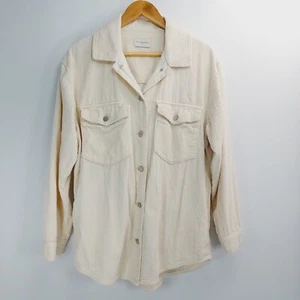 Nude Lucy Corduroy Long Sleeve Top Womens Size S Off White Jacket Collar Pockets - Picture 1 of 18