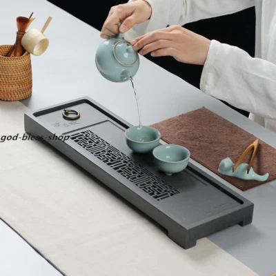 classical style stone tea tray weighted reservoir tea table L50cm*W15cm tea boat - Image 1 of 4