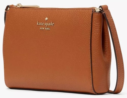 Borsa a tracolla Kate Spade Leila Top Zip borsa in pelle marrone ciottolato KG463 nuova con etichette F