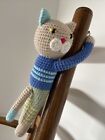 Handmade Crochet Stuffed Cat Key Charm/Curtain Tie back Blue