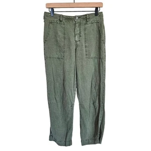 Anthropologie Audra Linen Blend Relaxed Comfy Ankle Utility Pants Womens 25 - Picture 1 of 13