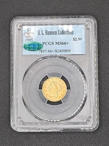 1905 Gold $2.50 Liberty 1/4 Eagle | PCGS & CAC MS66+ | DL Hansen Collection - Picture 1 of 4