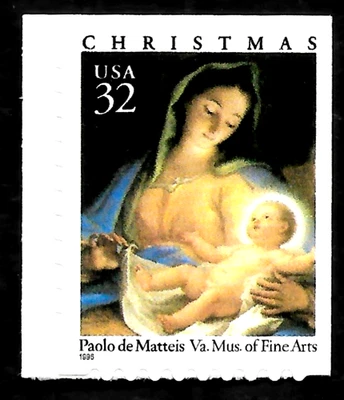 MADONNA AND CHILD 2009 US #3112 TRADITIONAL CHRISTMAS 32c BOOKLET STAMP PERF. 10 - Image 1 of 2
