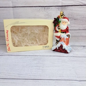 GLASSWARE ART STUDIO Made In Poland Santa In Chimney Handcrafted Glass Ornament - Picture 1 of 15