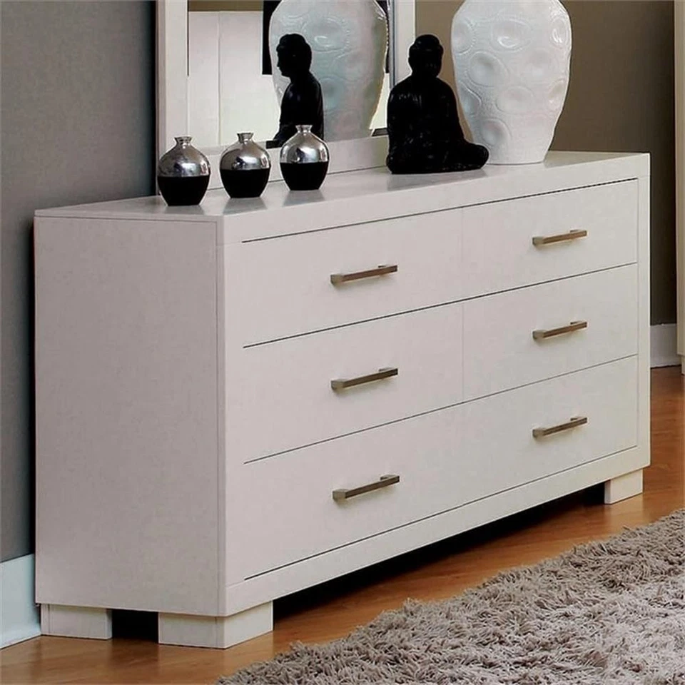 Coaster Jessica 6-Drawer Wood Dresser with Bar Hardware in White - Image 1 of 3