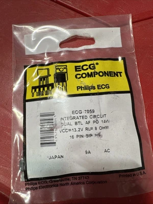 ECG7059 Dual BTL Audio Power Amplifier VCC=13.2V  14W 4 Ohm 16pin SIP-HS - Image 1 of 2