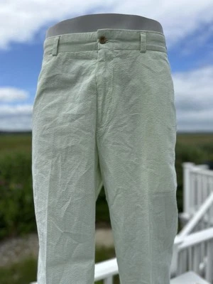 NEW 36 M2-LWPS BILLS KHAKIS standard pinpoint seersucker green white stripe flat - Image 1 of 4