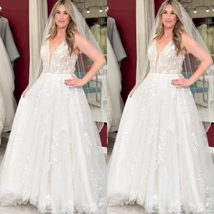 Ärmellose Brautkleider Ärmellos Strand Boho V Ausschnitt A Linie Brautkleider - Bild 1 von 13