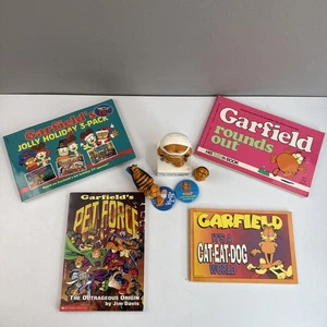 Garfield Lot Enesco 1978|1981 Figur 3 Comics 1 Bilderbuch 2 Knöpfe & mehr - Bild 1 von 21