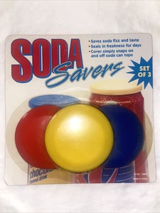 NEW Sealed Vintage Soda Savers Set of 3 - VTG 1990s Red Yellow Blue - Picture 1 of 10