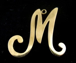 Vintage. 14K Gelbgold massiv kursiv "M" Initiale Anhänger/Charm - 4 gm - 1" x 1" - EUC - Bild 1 von 4