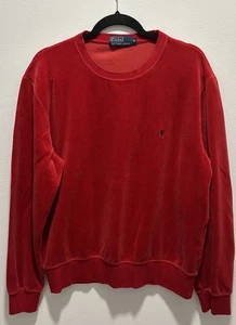 Polo Ralph Lauren Sudadera de Terciopelo Med. Hombre ROJO Cuello Redondo Manga Larga Pullover - Imagen 1 de 5