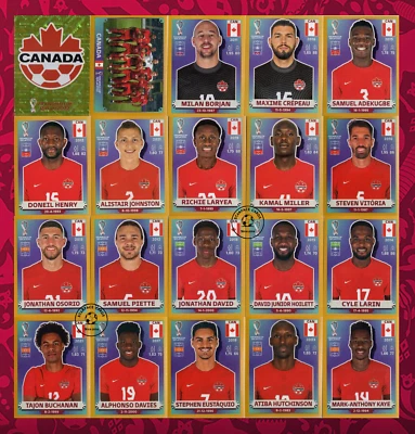 2022 Panini FIFA World Cup Qatar Gold Exclusive Stickers  CANADA TEAM - Image 1 of 4