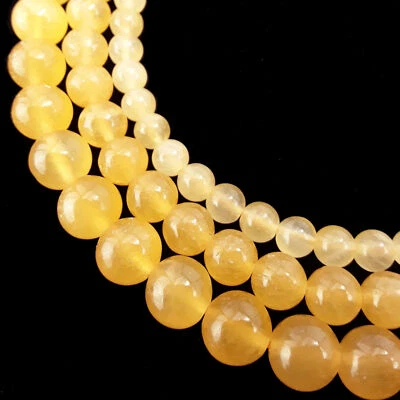 Yellow Honey Calcite Smooth Round Beads Size 6mm 7mm 8mm 10mm 15.5" Strand - Image 1 of 3
