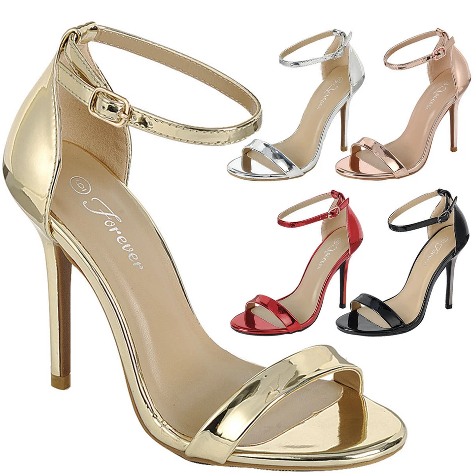 Nuevo Sandalia de salón de vestir de tacón alto con correa en el tobillo y suela única con puntera abierta para mujer Foto 1 de 1