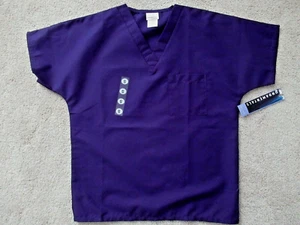 NEW UNISEX SCRUB UNIFORM TOP SMALL White Swan Purple Short Sleeves - Picture 1 of 5