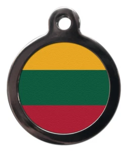 Pet ID tag Lithuanian Flag Picture design Lithuania - Picture 1 of 2