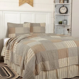 Sawyer Mill Charcoal Twin Quilt Set w/1 Sham Farmhouse Patchwork VHC Brands - Picture 1 of 5