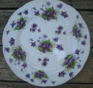 Set Of 4 Vintage-Lefton -Violet-Chinz -8" round Hand Painted China Snack Plates - Picture 1 of 5