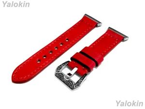 Correa de correa cosida de cuero cepillado rojo para relojes inteligentes Fitbit Ionic - Imagen 1 de 9