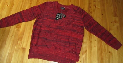 Jones New York NUEVO CON ETIQUETAS 2X Suéter Escarlata Multi Metálico Manga Larga Cuello en V ¡Lindo! Foto 1 de 4