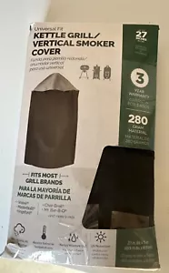 Kettle grill/ vertical smoker cover Weather Resistant Gray & Black (35inx27.5in) - Picture 1 of 2