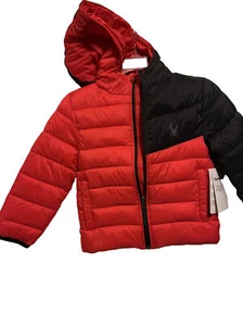 SPYDER BOYS PUFFER JACKET SIZE 6 Thermaweb XT Red Black Hoodie - Picture 1 of 11