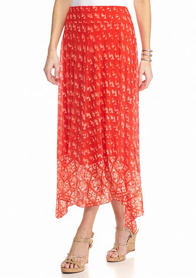 Falda con dobladillo de malla elástica New Directions naranja con pistas de animales pequeños Foto 1 de 1