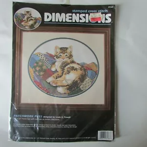 1996 Dimensions Patchwork Puss Cat Kitten Stamped Cross Stitch #3163 NOS - Picture 1 of 2