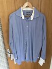 Tailored  Fit John Lewis Blue Houndstooth shirt 17.5 In Collar