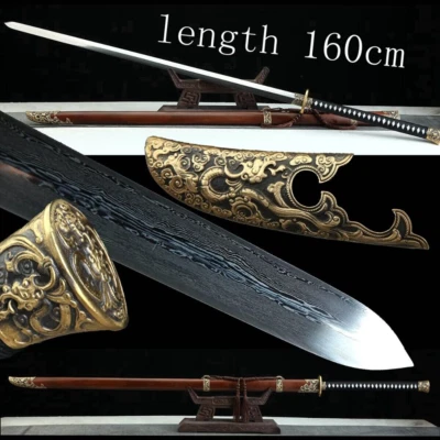 63" Miao Jian Brass /rosewood Sheath KUNGFU Dao Long Sword Folded Steel Y1903 - Image 1 of 4