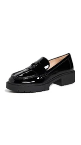 COACH Women's Flats Leah Loafer in Patent Leather, Color Black Patent, Size 6.5 - Picture 1 of 3