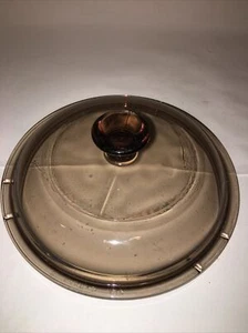 Tapa de repuesto de vidrio ámbar redondo PYREX V-1-C Fireside Visions marrón caja V1C con - Imagen 1 de 2