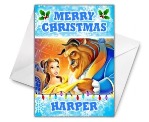 BEAUTY AND THE BEAST Personalised Christmas Card - Disney Belle Christmas Card 2 - Picture 1 of 1