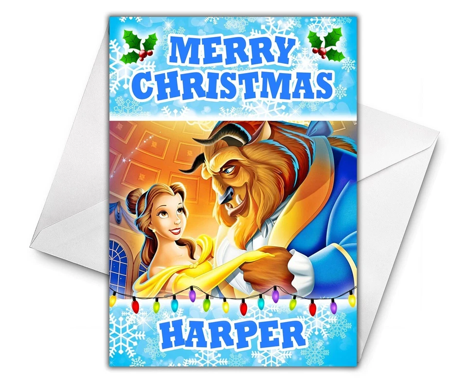 BEAUTY AND THE BEAST Personalised Christmas Card - Disney Belle Christmas Card 2 - Image 1 of 1