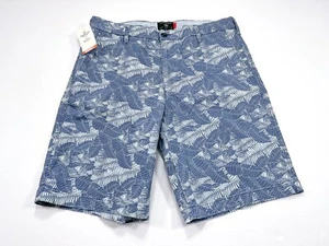 Dockers Supreme Flex Ultimate Short 34 Comfort Waistband Blue Floral Leaves NEW - Picture 1 of 6