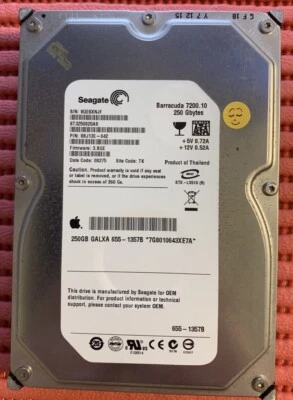 SEAGATE APPLE 250GB 3.5 SATA HARD DISC ST3250820AS 100% TESTATO - VEDI FOTO - Immagine 1 di 4