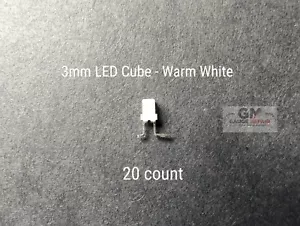 Warm White 3mm 12v LED Cubes for GM Dash Bulbs Switches Built In Resistor 20 Qty - Picture 1 of 13