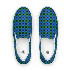 Zapatos de lona azul verde negro tablero de ajedrez estampado personalizado sin cordones talla 5-13 - Imagen 1 de 69