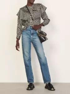 Sandro Paris Women's Shirt Size 3 / L Floral Ruffles SFPCM00533 - Picture 1 of 16