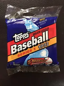 1993 Topps Baseball Series 1 Unopened JUMBO Pack 5 GOLD CARDS Derek Jeter ? L5 - Picture 1 of 1