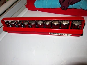 Mac Tools 10Pc 1/2" Drive Metric Shallow Socket Set 12 Pt 10-19mm SVM102TR Tray - Picture 1 of 2