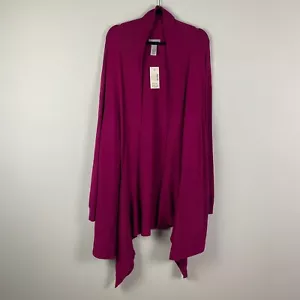 Catherines Cardigan Sweater Open Front Size 4X Pink Knit Long Sleeve - Picture 1 of 9