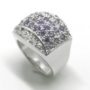 Fein Silber Sterling 925 Ringe Schmuck klar & lila CZ Fassung elegante Geschenke - Bild 1 von 11