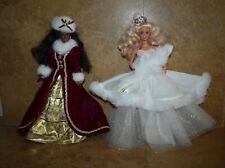 1996 Holiday Snowflake Barbie Doll & African American Special Edition LOT SET