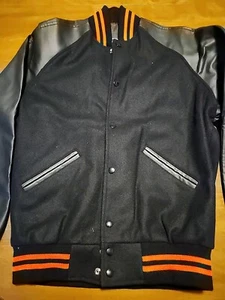 Powers Varsity Jackets Wool & Nylon Black With Orange Size S - Picture 1 of 8