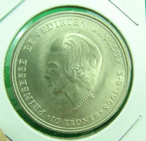 Denmark Silver 1968 10 Kroner Wedding of Benedikte silver  UNC BU  - Bild 1 von 2